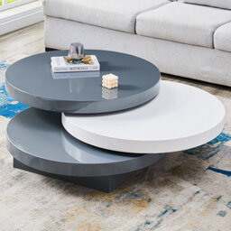 Furniture in Fashion Triplo Coffee Table High Gloss Coffee Table For Living Room Centre Table Tea Table For Living Room Furniture White - thumbnail 2