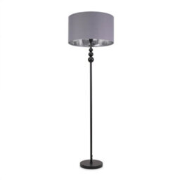 Valuelights Marissa Matt Black Stacked Ball Floor Lamp With Grey/chrome Shade - Led Bulb Included - thumbnail 2