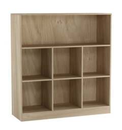 Urbn-Living Urbnliving 37Cm Height Wide Oak Wooden 7 Cube Bookcase Shelving Display Storage Unit Cabinet Shelves - thumbnail 3