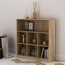 Urbn-Living Urbnliving 37Cm Height Wide Oak Wooden 7 Cube Bookcase Shelving Display Storage Unit Cabinet Shelves - thumbnail 2