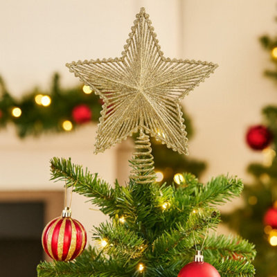 Glitter 3D Star Christmas Tree Topper - Gold - image 1