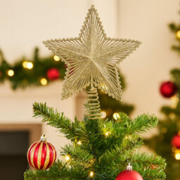 Glitter 3D Star Christmas Tree Topper - Gold