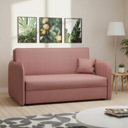 Sofa Viva Loft Iii With Sleeping Function And Storage Chipboard Metal Legs Wooden Frame 145Cm Width Pink - thumbnail 1