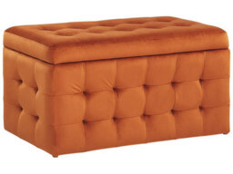 Beliani Orange Velvet Tufted Storage Ottoman Bench With Soft-Close Hinged Lid, W72 X D42 X H40Cm - thumbnail 3