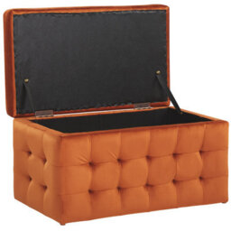 Beliani Orange Velvet Tufted Storage Ottoman Bench With Soft-Close Hinged Lid, W72 X D42 X H40Cm - thumbnail 4