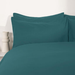 Ohs Plain Duvet Cover Pillowcase Bedding Set, Teal - Double - thumbnail 6