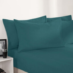 Ohs Plain Duvet Cover Pillowcase Bedding Set, Teal - Double - thumbnail 5