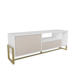 Decorotika Utopia Tv Stand Tv Unit Tv Cabinet With Shelves And One Cabinet White And Cottonbeige - thumbnail 7
