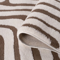 The Rugs Loft Taupe And Ivory Curved Line Living Room Area Rug And Runners Soft Pile - thumbnail 6