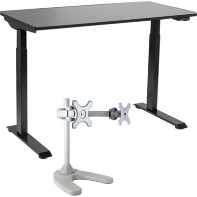 Loops Ergonomic Electric Sit-Stand Desk With Twin Monitor Bracket - 1200 X 600mm Black Office Set - image 1
