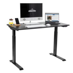 Loops Ergonomic Electric Sit-Stand Desk With Twin Monitor Bracket - 1200 X 600mm Black Office Set - thumbnail 8