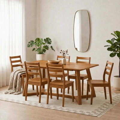 Furniturebox Uk Lulworth Walnut Effect Wood Dining Table 6 Walnut Lynton Chairs - image 1