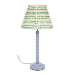 Valuelights Bobbles Powder Blue Bobbin Table Lamp With Pink Aztec Pleated Shade - Led Bulb Included - thumbnail 2