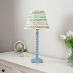 Valuelights Bobbles Powder Blue Bobbin Table Lamp With Pink Aztec Pleated Shade - Led Bulb Included - thumbnail 4