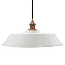 Pale Grey Large Chancery Painted Dome Pendant Light With Antique Copper Lamp Holder And Black Twisted Cable - Se Home - thumbnail 1