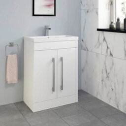 Affine 1600mm Bathroom Suite Single Ended Bath Toilet Vanity Unit Basin White Modern - thumbnail 4