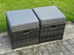 Fimous Outdoor Lounge Sofa Set Wicker Pe Rattan Garden Furniture Set With Rectangular Dining Table 2 Seat Sofa Side Table - thumbnail 5