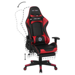 Beliani Gaming Chair Victory Faux Leather Red - thumbnail 8