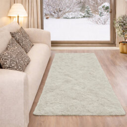 Aspire Homeware Non-Slip Cream Shaggy Rug Soft Fluffy Washable Floor And Kitchen Rug, (L)110Cm X (W)60Cm - thumbnail 6