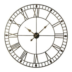 Eos - Skeleton Wall Clock With Roman Numerals - 100X100 - (Black Gold)