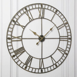 Eos - Skeleton Wall Clock With Roman Numerals - 100X100 - (Black Gold) - thumbnail 2