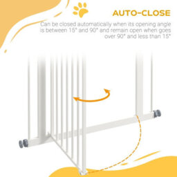 Pawhut 74-80Cm Adjustable Metal Pet Gate Safety Barrier W/ Auto-Close Door White - thumbnail 5