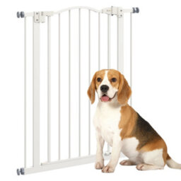 Pawhut 74-80Cm Adjustable Metal Pet Gate Safety Barrier W/ Auto-Close Door White - thumbnail 2
