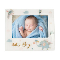 Happy Homewares Baby Boy Baby Picture Frame With Duck Egg Blue Elephant And Hearts - thumbnail 3