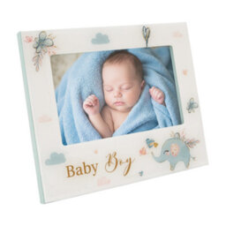 Happy Homewares Baby Boy Baby Picture Frame With Duck Egg Blue Elephant And Hearts - thumbnail 2