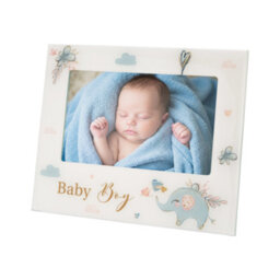 Happy Homewares Baby Boy Baby Picture Frame With Duck Egg Blue Elephant And Hearts - thumbnail 1