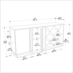 Decorotika Luna Sideboard Storage With Wine Rack And Two Doors - Walnut Pattern And Black - thumbnail 5