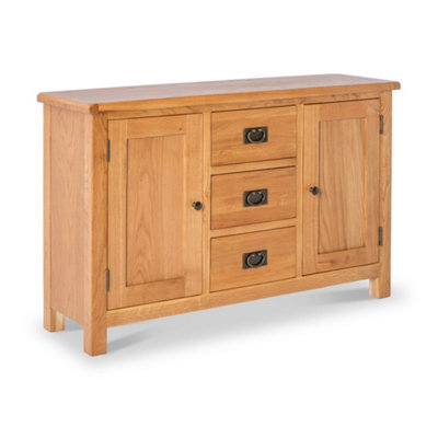 Surrey Oak 3 Drawer Sideboard Fully Assembled - By Roseland Furniture - image 1