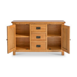 Surrey Oak 3 Drawer Sideboard Fully Assembled - By Roseland Furniture - thumbnail 4