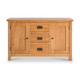 Surrey Oak 3 Drawer Sideboard Fully Assembled - By Roseland Furniture - thumbnail 3