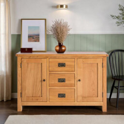Surrey Oak 3 Drawer Sideboard Fully Assembled - By Roseland Furniture - thumbnail 2
