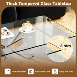 Costway Glass Coffee Table Rectangle Center Table With Metal Tubular Legs-Sliver - thumbnail 5