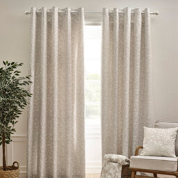 Catherine Lansfield Brooke Floral 66X72 Inch Lined Eyelet Curtains Two Panels Natural - thumbnail 2