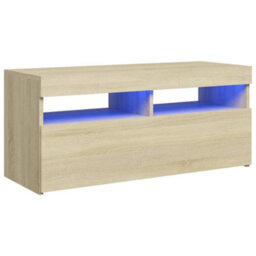 Walplus Tv Cabinet With Led Lights Sonoma Oak 90X35X40 Cm - thumbnail 2