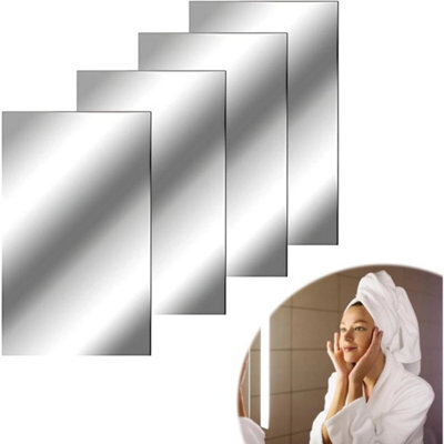4X Self Adhesive Acrylic Mirror Tiles Thickened Wall Mirror Stickers - image 1