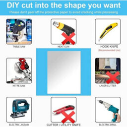 4X Self Adhesive Acrylic Mirror Tiles Thickened Wall Mirror Stickers - thumbnail 5