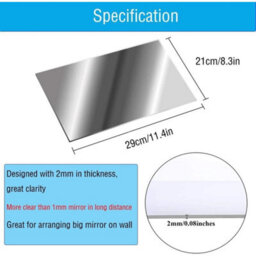 4X Self Adhesive Acrylic Mirror Tiles Thickened Wall Mirror Stickers - thumbnail 2