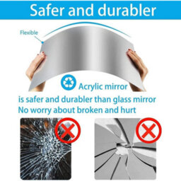 4X Self Adhesive Acrylic Mirror Tiles Thickened Wall Mirror Stickers - thumbnail 3