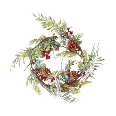 Homescapes Artificial Wreath With Berries And Pinecones, 18 Inches - image 1