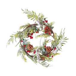 Homescapes Artificial Wreath With Berries And Pinecones, 18 Inches - thumbnail 1