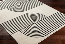 Livabliss Pisa-Modern Off-White Black Graphic Living Dining Bedroom Rug 80 X 150 Cm Easy Care, Non Shedding - thumbnail 6