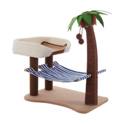 Living And Home Coconut Tree Cat Tree Tower Kitten Scratching Post Pet Toy With Hammock And Hanging Ball - thumbnail 2