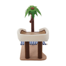 Living And Home Coconut Tree Cat Tree Tower Kitten Scratching Post Pet Toy With Hammock And Hanging Ball - thumbnail 4