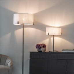 Anson Lighting Hatton Brushed Bronze With Natural Linen Shade Classic Style 1 Light Floor Light - thumbnail 2