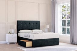 "Sloomy Highbury Black Naples Divan Bed Base 2 Drawers Foot-End - 26"" Strutted Headboard 5' King" - thumbnail 2