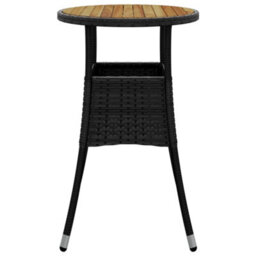 Walplus Garden Table 60X75 Cm Acacia Wood And Poly Rattan Black - thumbnail 4